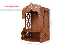 AR ART Beautiful Wooden Pooja Stand Wall Mounted Temple for Home and Office Puja Mandir Size 10.50 x 8.25 x 14.25 Inch Light