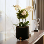 BEHOMA Metal Leaf Leg Planter for Home, Black