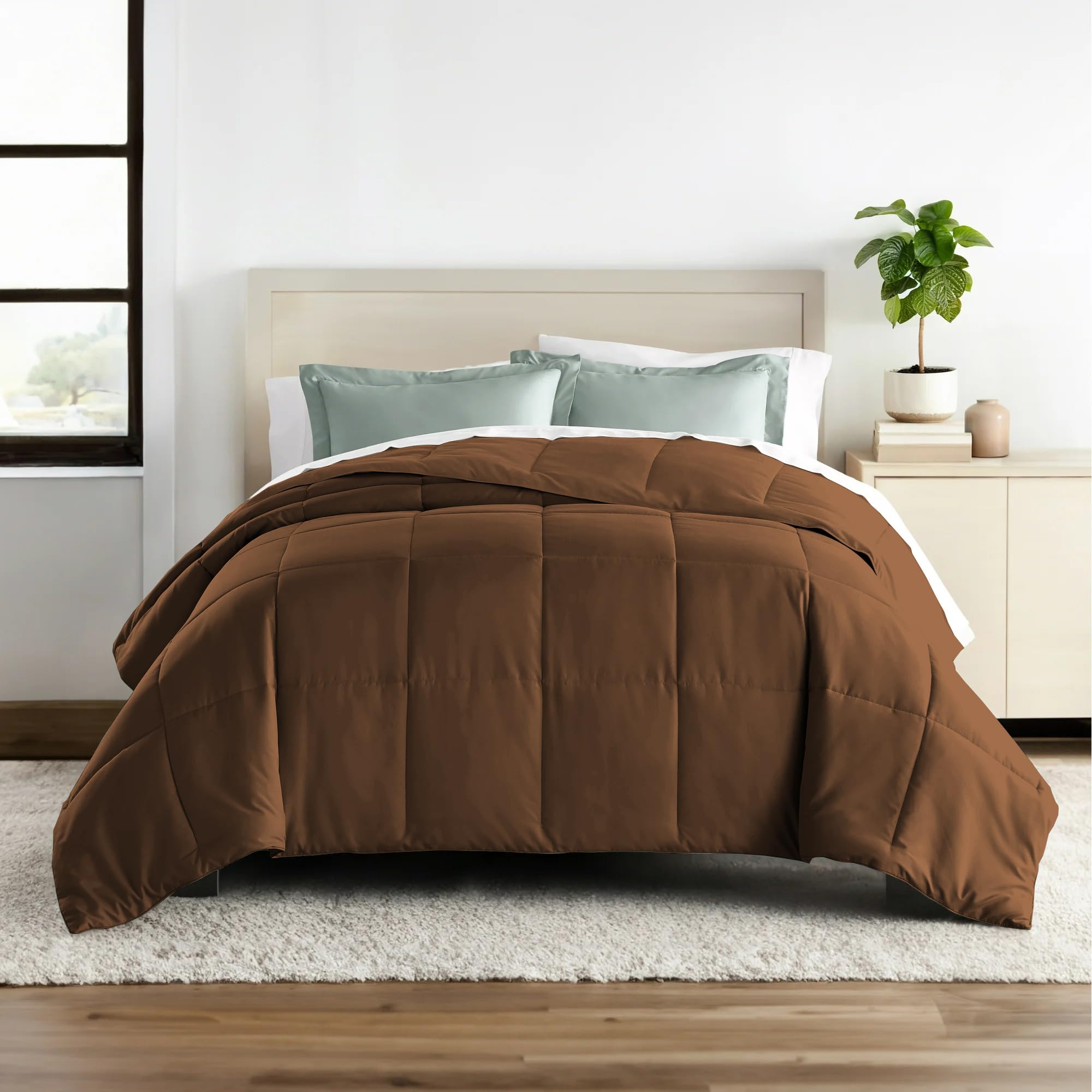 Hotel Collection 150 Gsm All Season Comforter Double Bed AC Blanket/Quilt/Rajai Soft & Breathable Microfiber Lightweight (90 X 100 Inches) - Double Bed Comforter - Chocolate Brown Color Kafalo
