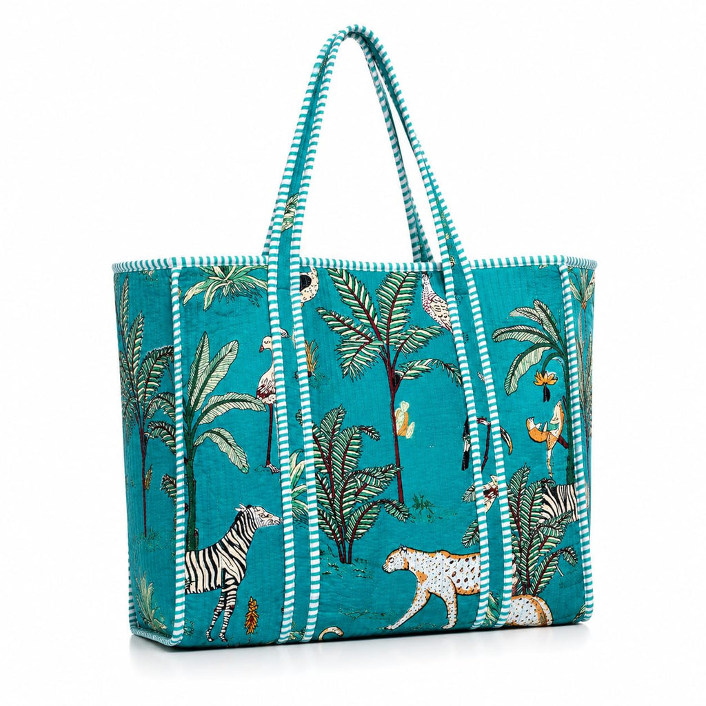 Yda fashion Quilted Cotton Tote Bag – Reusable Large Shopping Bag for Women & Men, Lightweight Eco-Friendly Grocery Tote with Printed Design, Shoulder Bag for Travel, Beach & Daily Use
