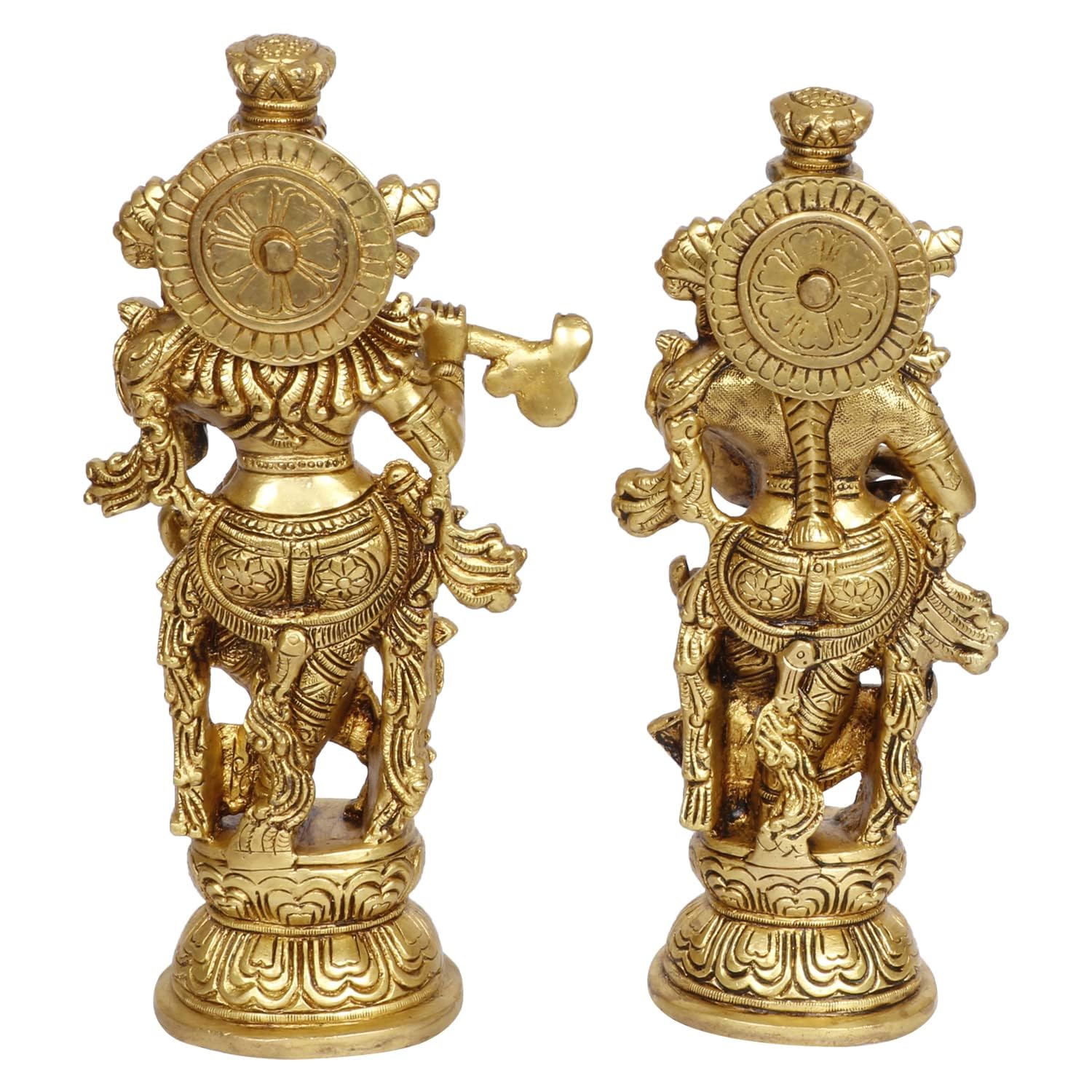 SVARUP Brass Radha Krishna Idol Living Room Showpiece in Gold Color Height 9 Inch