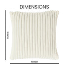Yellow Weaves Pencil-Stripe Fur Cushion Covers | Soft Polyester | Decorative Sofa & Throw Pillow Covers | 16x16 Inches, Pack of 5 (Ivory)