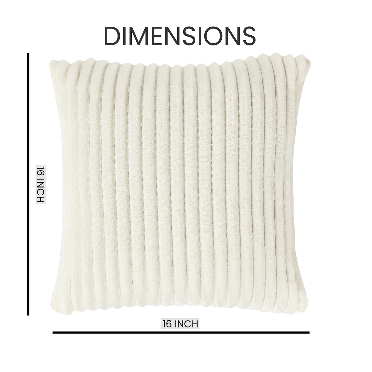Yellow Weaves Pencil-Stripe Fur Cushion Covers | Soft Polyester | Decorative Sofa & Throw Pillow Covers | 16x16 Inches, Pack of 5 (Ivory)