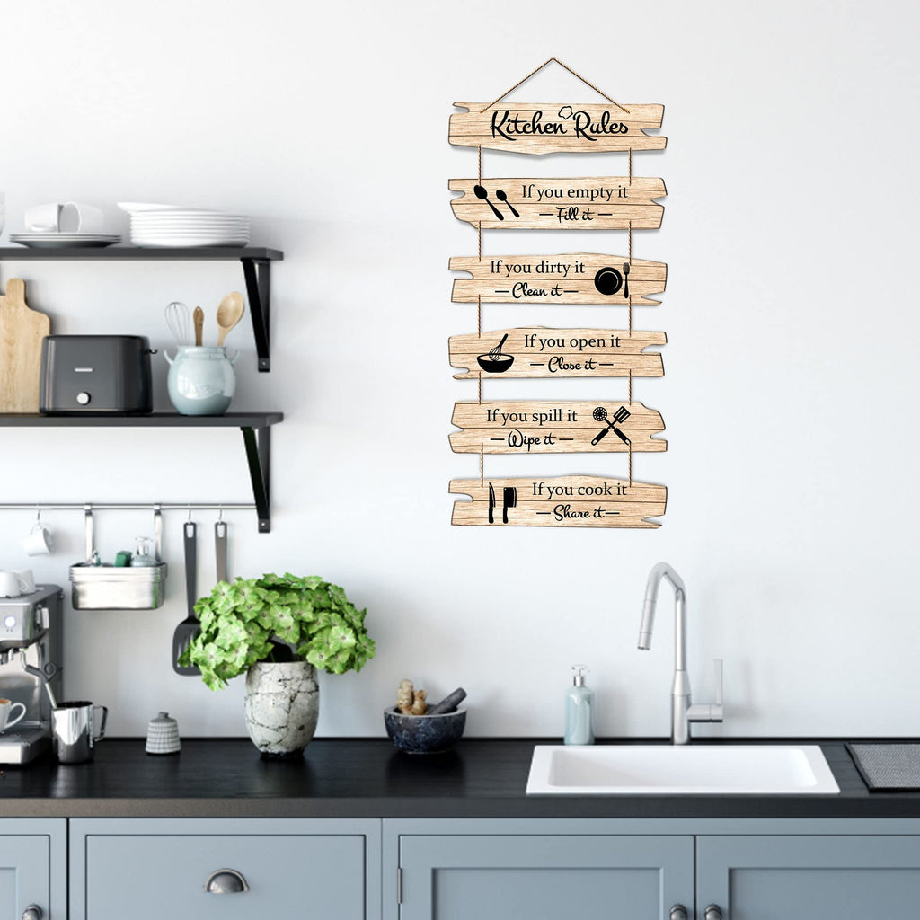 Artvibes Kitchen Rules Printed Wooden Wall Hanging For Cafe | Kitchen | Restaurants | Quotes Decor Item | Kitchen Quotes Wall Hanging | Wall Sculpture | Signs & Plaques | Gift Items (WH_3235N)
