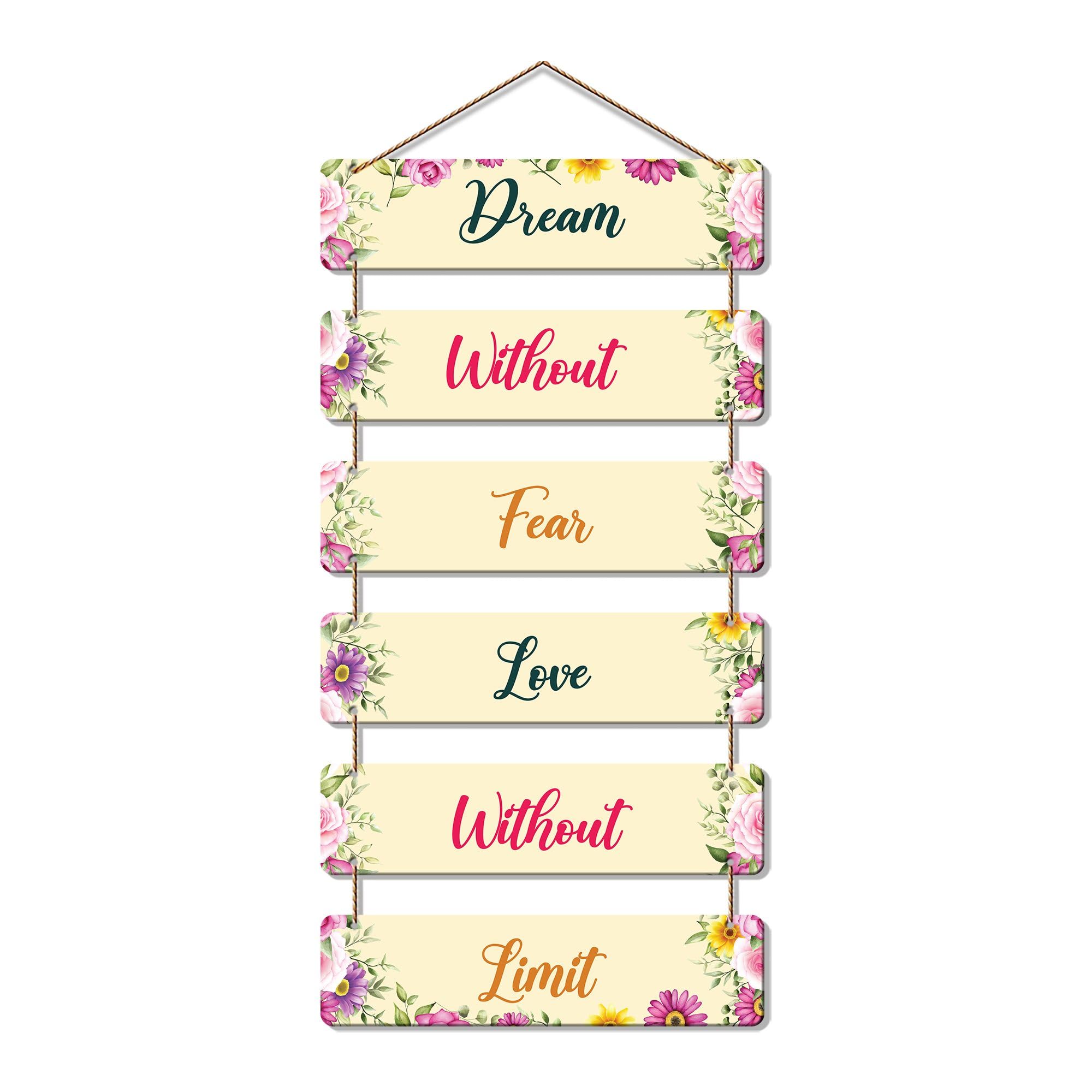 Artvibes Decorative Wall Hanging Wooden Art Decoration item for Living Room | Bedroom | Home Decor | Gifts | Quotes Decor Item | Wall Art For Hall | Mdf Wall Decoration, Set of 6 (WH_3212NR)