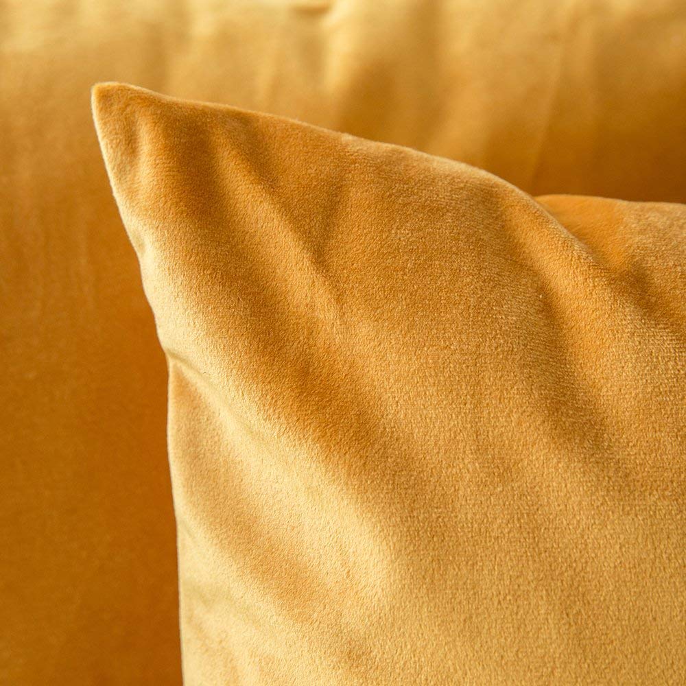 Khooti Velvet Cushion Cover, 26x26 | Gold | Pack of 5 | Solid Plain Soft & Smooth, Decorative Cushion Covers for Living Room, Bedroom, Couches, Chairs, Sofas, Beds & Home Decor