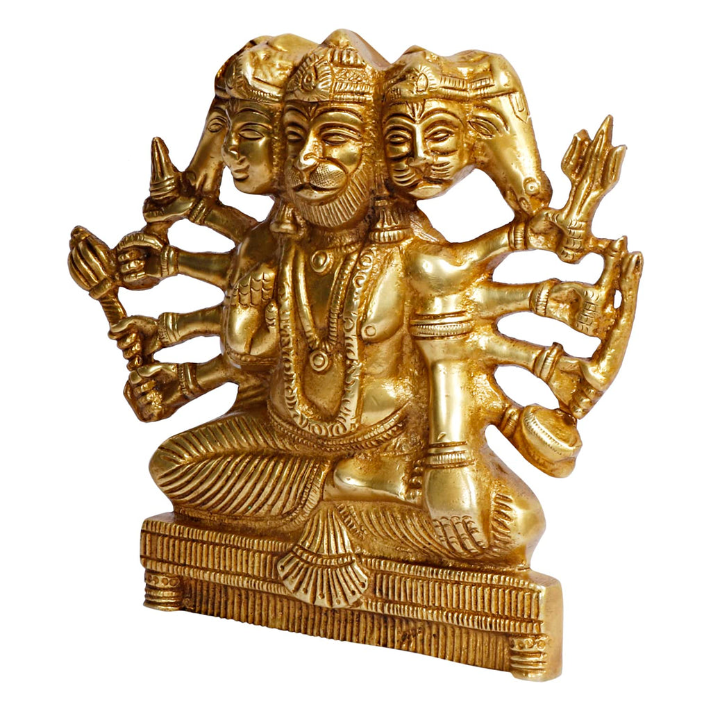 ARTVARKO Panchmukhi Hanuman Brass Wall/Door Hanging Bajrangbali Idol Entrance for Home Office 8 Inches