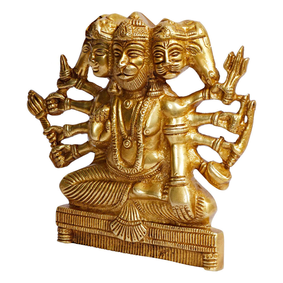 ARTVARKO Panchmukhi Hanuman Brass Wall/Door Hanging Bajrangbali Idol Entrance for Home Office 8 Inches