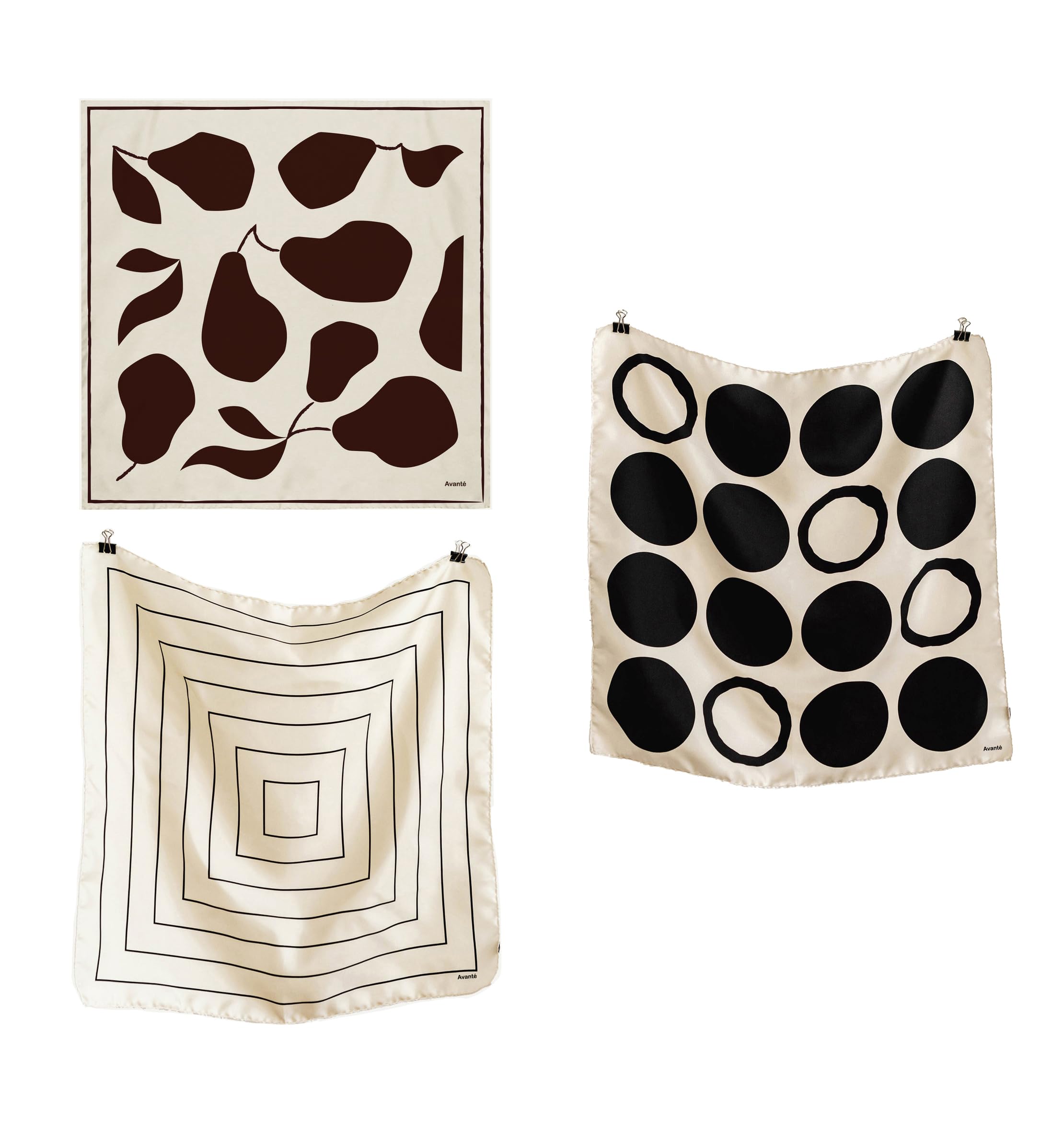 NK Textiles Women's Floral Geometric Drawing Printed Square New York Style Satin Head Scarf - Neck Scarf (22x22) (3-Piece Set)