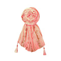 FAHABO Scarf for Women Stylish Pleated Viscose Cotton with Embroidery and Tassels | Hijab Scarf | Stole | Soft, Lightweight, and Latest Scarves | 72 x 33 Inches (Orchid Pinkish Peach)