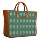 The Purple Tree Women's Office Essential Bag | Vegan Leather Handbag with Laptop Compartment | Spacious Office Bag | Durable Non-Fade Designer Work Tote for Travel, College & Daily Use (Teal Motif)