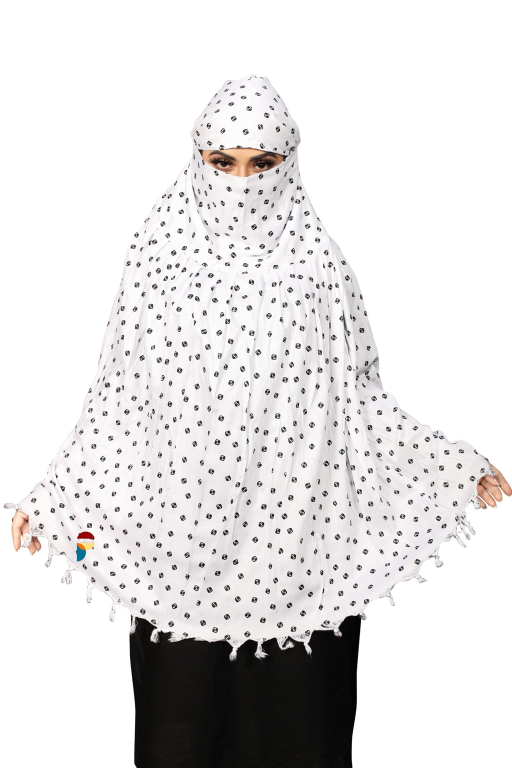 PRACHARAN Cotton Innovative Stylish 1 Black Dot Printed Pattern Fancy Scarf With Sun Protection Cover Face Cotton Driving Scarf for Women's and Girls