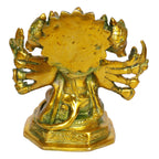 ARTVARKO Brass God Panchmukhi (Five Faced) Bajrangbali Sankat Mochan Hanuman Idol Statue Murti for Home Office Entrance Décor Temple Mandir Pooja Puja Antique Greenish Gold 7 Inches