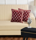 DECOMIZER Jacquard Geomteric Cushion Covers 16 inch x 16 inch Set of 2 Ethnic Motifs Cushion Covers,Design- Plus,Color- Maroon