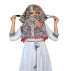 Switchon Scarf Hijab Rayon Printed fancy scarf for women Size Adjustable -Hook loop tape (Multi_Red)