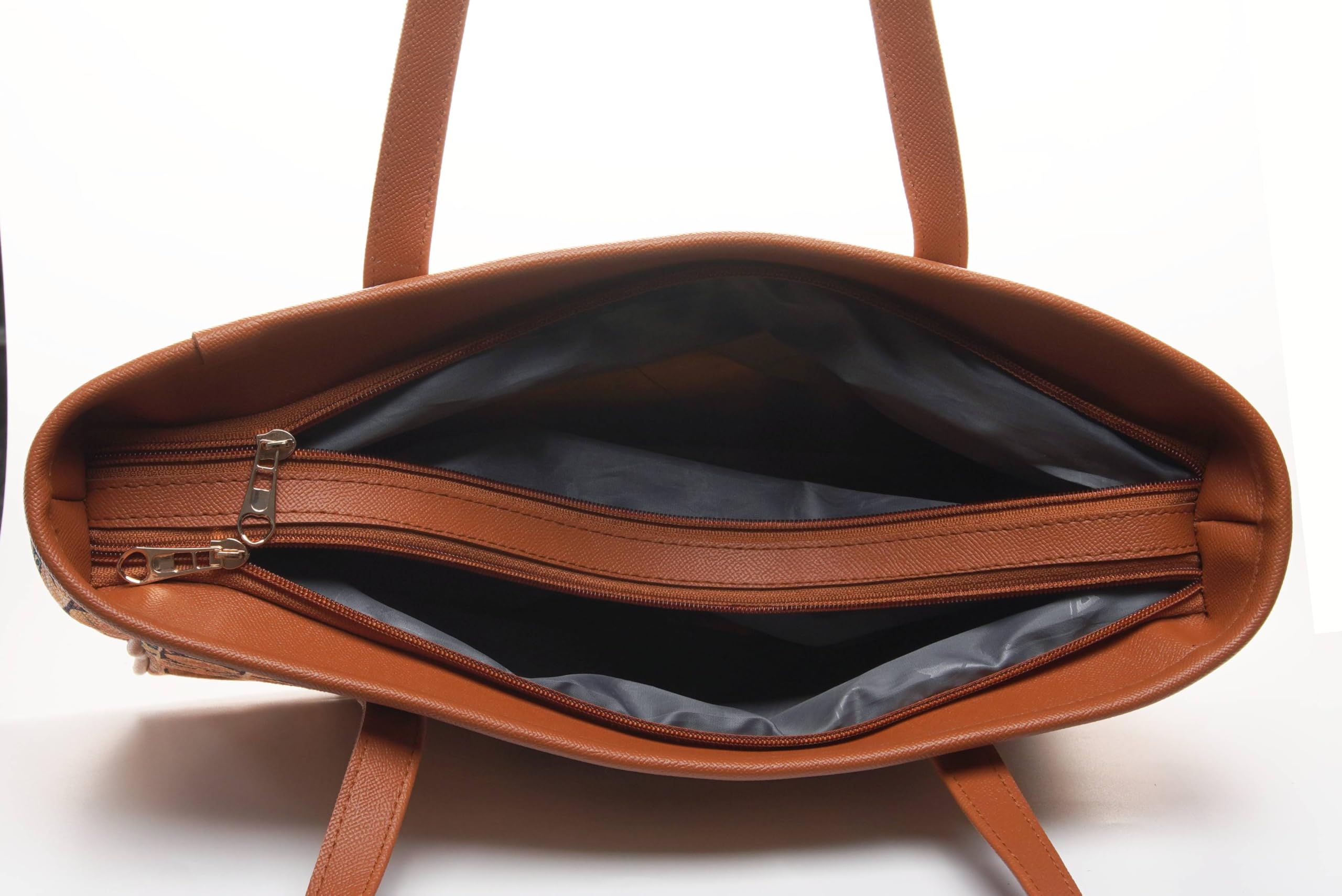 Carrylux Vintage Tile Print Jute Tote Bag for Women