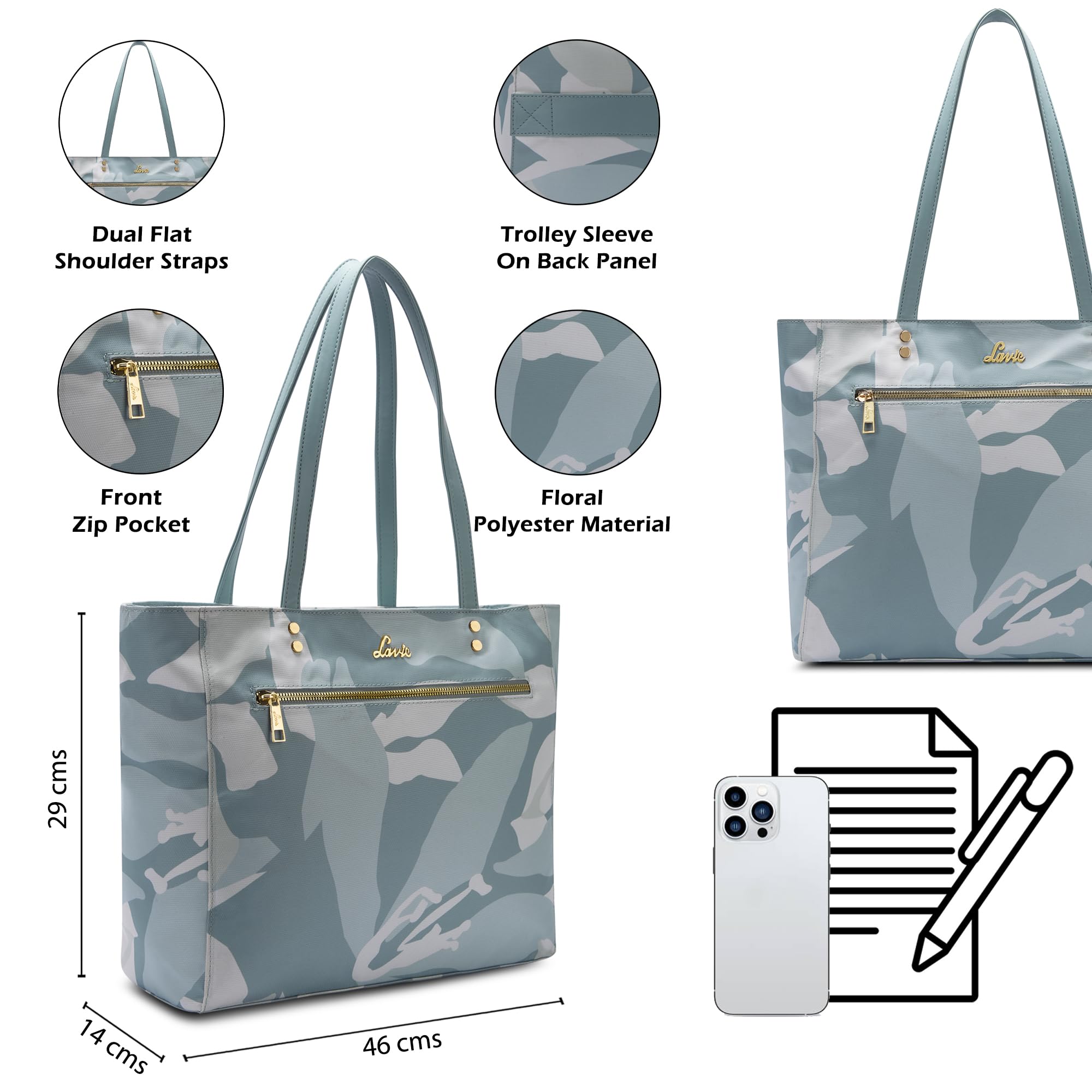 Lavie Women's Vanessa Travel Solid Tote Bag for Women | Tote Bag for Work | Ladies purse | Stylish Shoulder Bag | Gift for Women