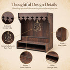 The Castle Decor Wooden Mandir for Home, Wall Hanging & Tabletop Pooja Temple with Ganesha Cutwork, 2-Tier Storage Shelf, MDF Mandir for Pooja Room, Office, Hostel & Apartment, 13 x 15 x 8 Inch