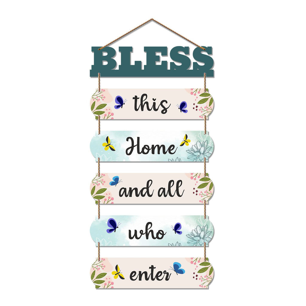 Artvibes Bless This Home Wooden Wall Hangings Decor For Home | Living Room | Quotes Decor Item | Home Quotes Wall Hanging | Modern Decor Items | Wall Poster | Artworks Hangings | Gift(WH_6613N)