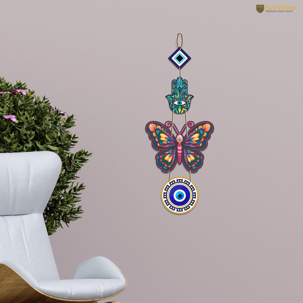 Artvibes Designer Butterfly Wooden Wall Hanging For Luck Properity For Home Decoration | Livingroom | Spiritual Decor Items | Wall Illustrations | Ethnic Wall Decor | Wall Art Print (WH_8508N)
