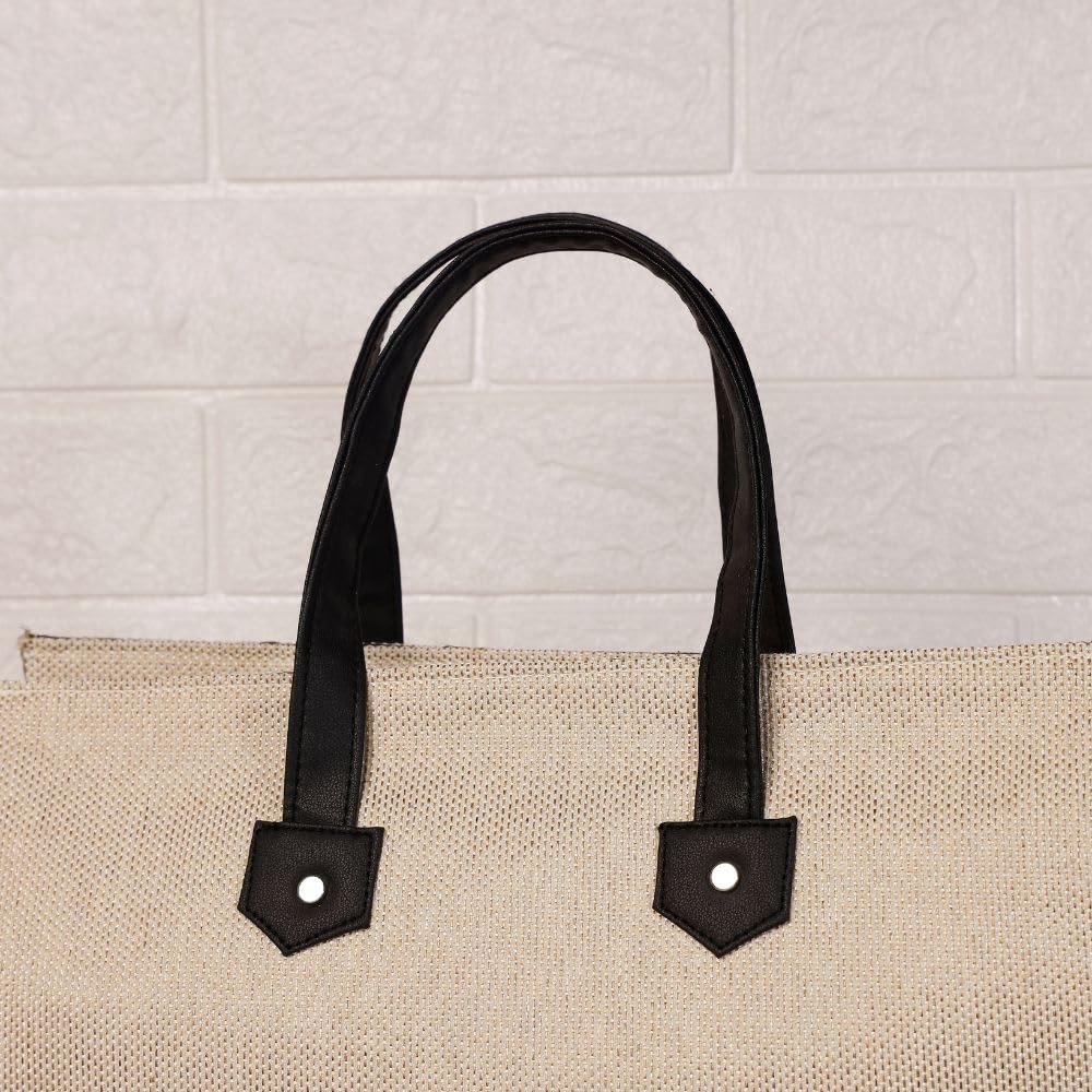 FOHOGO Jute Bag for Unisex | Lunch Bag/Tiffin Bag/Carry Bag/Jute Bag | Tote Bag for office (Beige, Medium (14”x11”x5”))