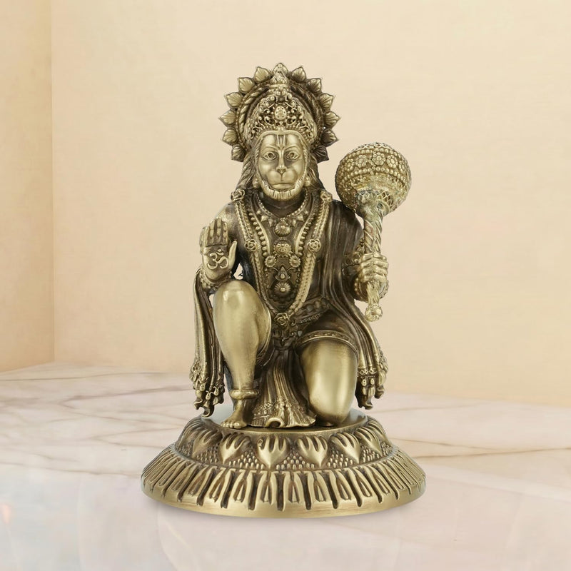 Shilpkala 3.5 Inch, Premium Brass Hanuman Ji Idol – Decorative Brass Items for Temple & Home, Spiritual Gift Item for Wedding & Farewell, Statue for Daily Worship (Coffee Antique Finish)