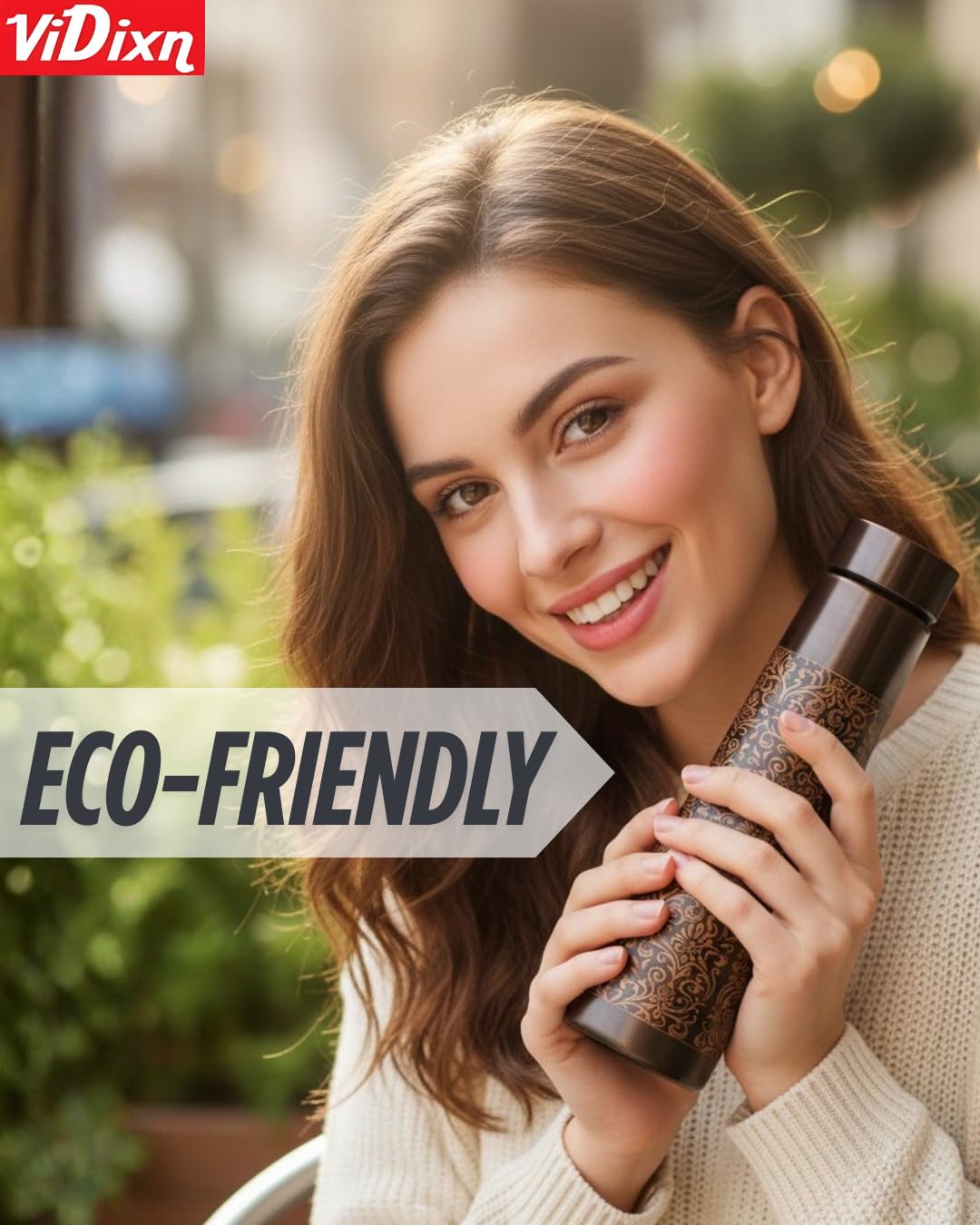 viDixn 100% Pure Copper Water Bottle 950ml – Ayurvedic Leak-Proof Copper Bottle for Drinking Water – Handcrafted Mandala Design – BPA-Free & Eco-Friendly – Improves Immunity & Digestion (Cofy_Tower)