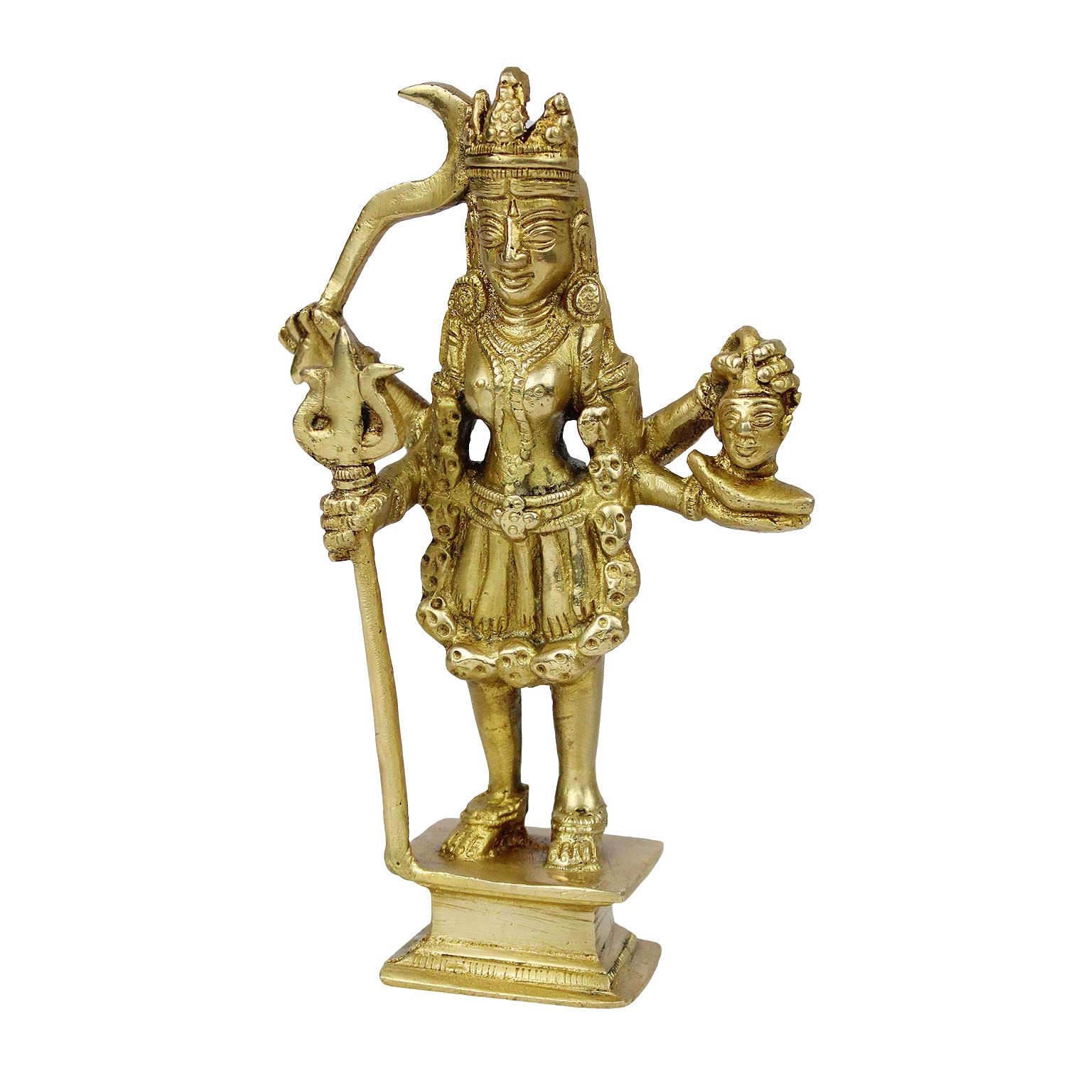 ARTVARKO Brass Maa Kali Statue Kalika Kaali Idol Temple Puja Sculpture 7.5 Inch