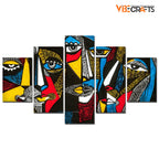 VIBECRAFTS Premium 5 Pieces Wall Painting of Abstract Faces Modern Art For Home|Office|Living Room|Gift (PTVC5Pcs1_5503)