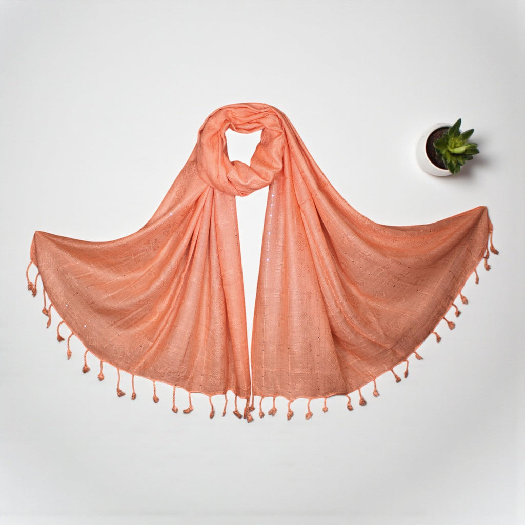 STOLE STUDIO Elegant Luxurious Sequence Viscose Stole Scarf (Peach)