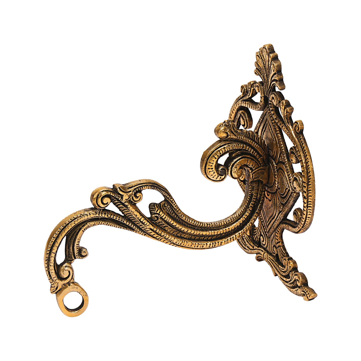 ARTVARKO Brass Designer Hook Holder Bracket for Wall Hanging Diya Bells Lantern Hanger Planter Lanterns Wind Chimes Baskets 6 Inch