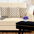 DECOMIZER Jacquard Geomteric Cushion Covers 16 Inch X 16 Inch Set Of 3 Ethnic Motifs 240 TC Cushion Covers,Design- Ambi,Color- Cream