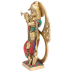SVARUP Brass Krishna Murti in Multicolor Heigh 8.5-Inch