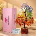 Reiki Crystal Products 7 Chakra Crystal Stone Tree | Natural Seven Chakra Gemstone Tree for Balance, Meditation, Focus, Harmony & Positive Energy | Home Office Décor, Vastu & Feng Shui Gift