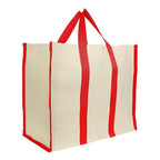 Metsi Big Eco Cotton Canvas Shopping Bag | Large Laminated Reusable Grocery Tote with Reinforced Handles | Heavy Duty, Foldable, Washable, Jhola Bag for Milk, Fruits & Vegetables, Red - Pack of 5