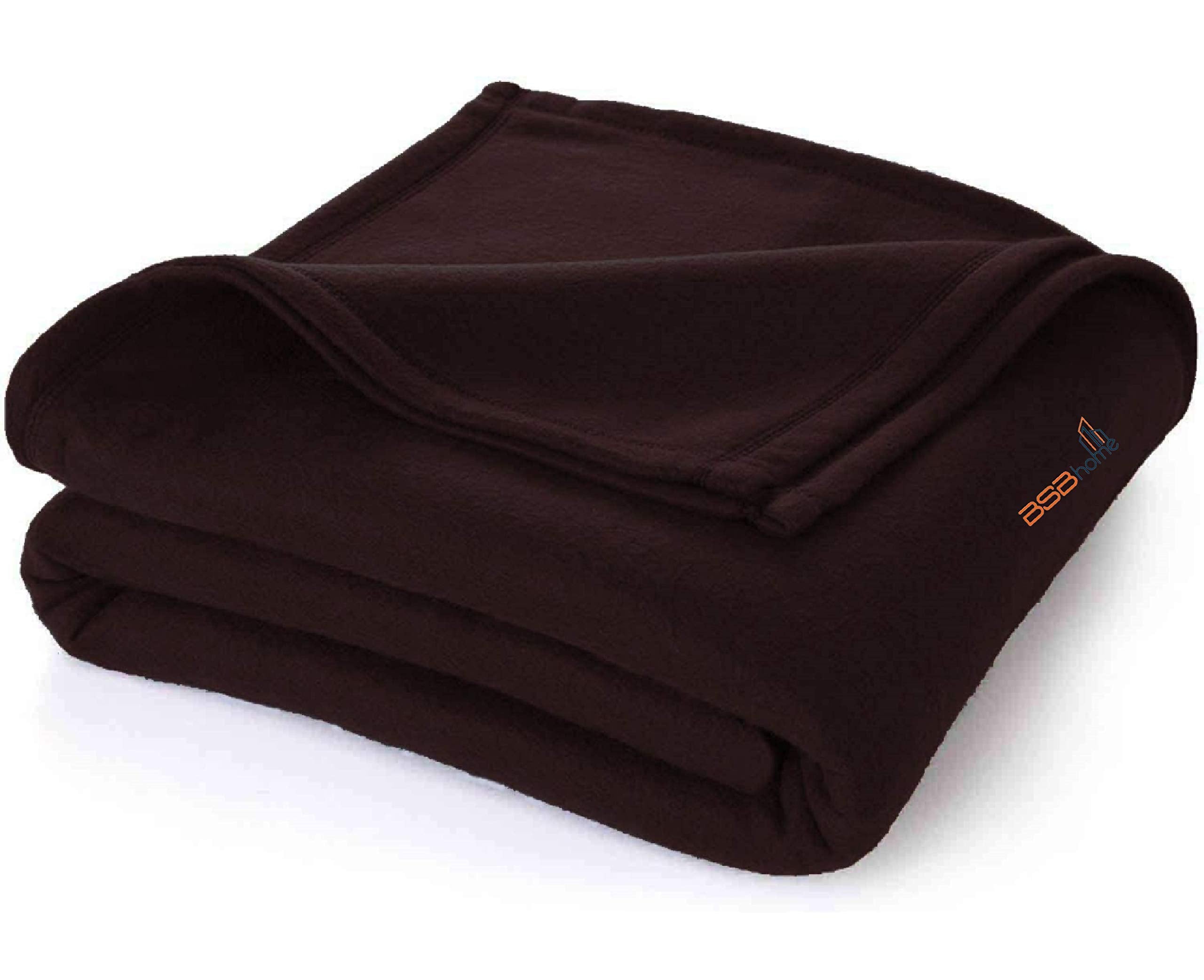 BSB HOME® All Season Solid/Plain Polar Fleece Blanket | for Single Bed 152X228 cm, Coffee & Brown Kafalo