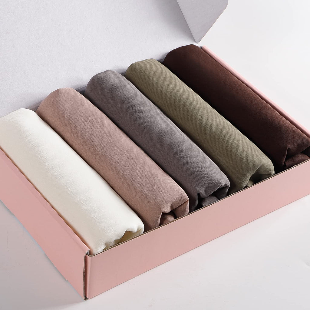 Febfim 4 Pcs Muslim Women Soft Premium Solid Chiffon Hijab Scarves Shawl Long Scarf Wrap Scarves With Gift Box (Mix Color D, Female, Pink)