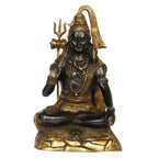 ARTVARKO Big Brass Lord Shiva Idol Metal Bhagwan Shiv Murti Statue Home Décor Warming for House Mandir Puja Temple Pooja Showpiece Gift with Trishul Black & Gold 13.5 Inch