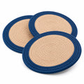 SAPROSE® Polypropylene Round Trivet (3 PCS Set, Size: 23 cm) Pot MAT, Side Table Mat, Machine Washable Small Place Mat FSAPROSEor Casserole for Dining Table (9 Dia, Blue) Kafalo