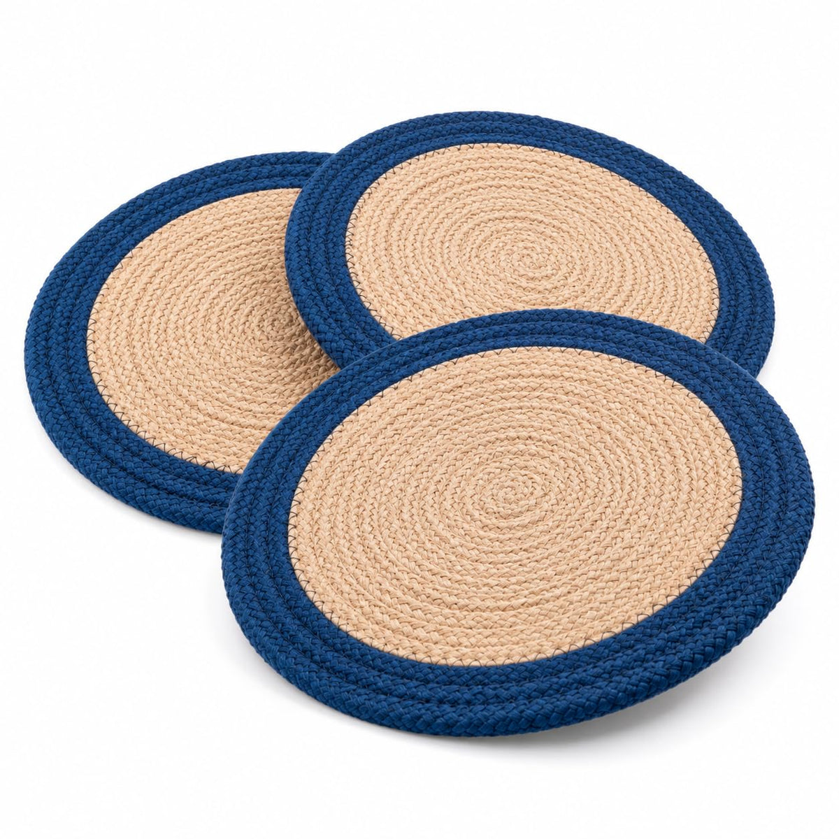 SAPROSE® Polypropylene Round Trivet (3 PCS Set, Size: 23 cm) Pot MAT, Side Table Mat, Machine Washable Small Place Mat FSAPROSEor Casserole for Dining Table (9 Dia, Blue) Kafalo