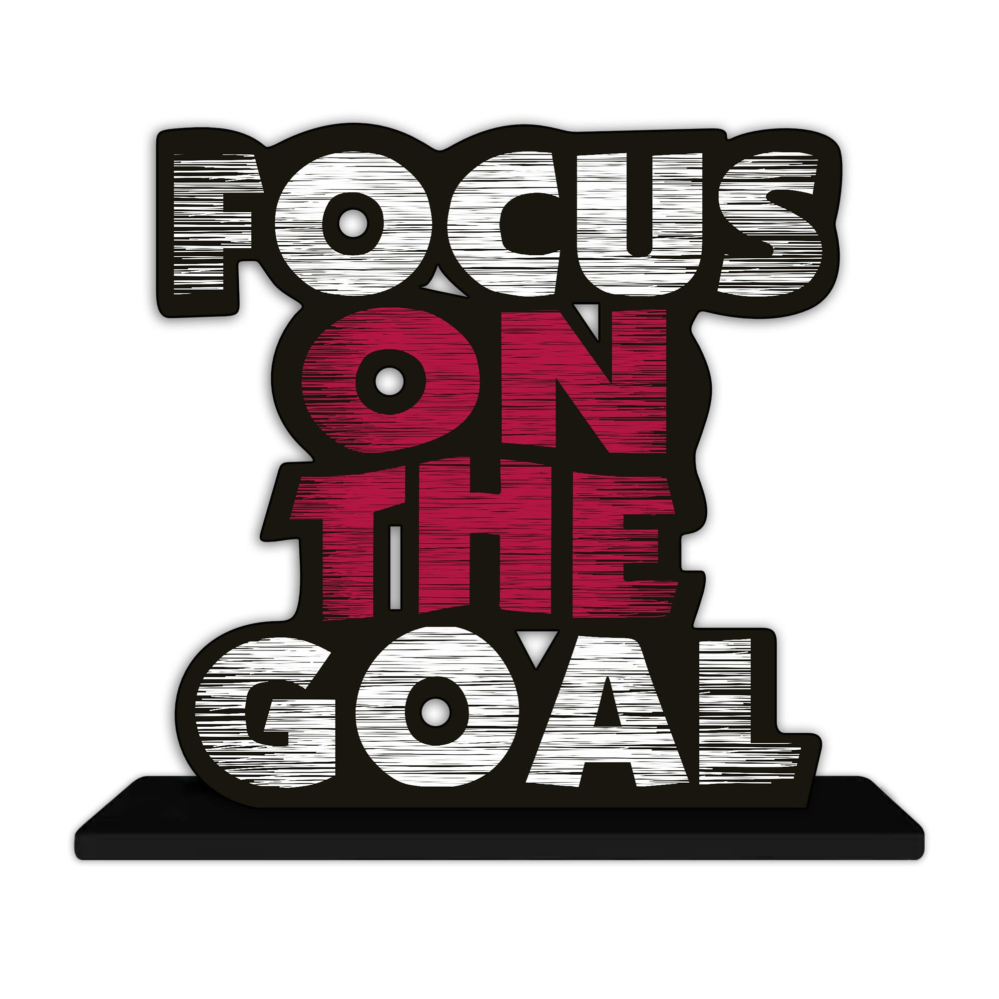 Artvibes Wooden Idols and Figurine Focus On The Goal Quote Table Decor for Office Desk Showpiece | Home Decoration | Living Room | Modern Gifting Item (Sp_1140), Inspirational