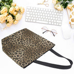 Naanle Animal Print Canvas Tote Bag Large Women Casual Shoulder Bag Handbag, Leopard Print Reusable Multipurpose Heavy Duty Shopping Grocery Cotton Bag for Outdoors.