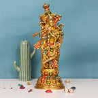 ARTVARKO Brass Krishna Idol Murli Krishan Bhagwan Statue Murti Gift Home Decor God Deity Lord Krishna Idol Statue Religious Height 15 Inches