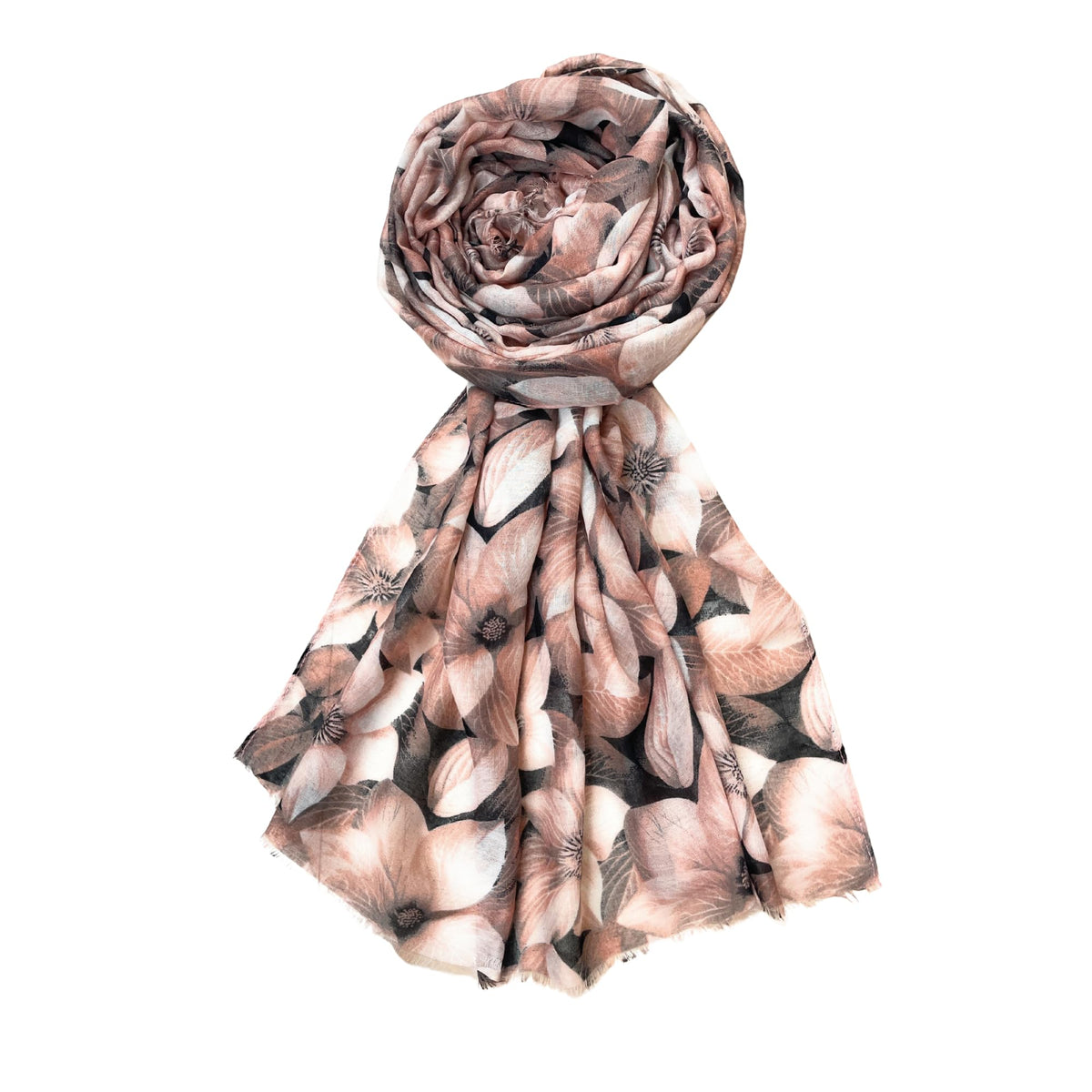 FAHABO Digital Print Mal Mal Cotton Scarf for Women – Soft, Lightweight Hijab & Stole with Tassels | Head/Neck Wrap Size: 71 L x 33 W (Peach Puff)