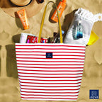 AQVA Printed Reversible Cotton Canvas Tote Bag for Women | Trendy Stylish Multipurpose Handbag with Zip Pockets | Shoulder Bag for Shopping, Grocery, Travel, Beach & Work | Waves