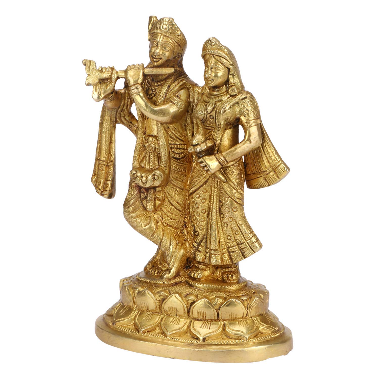 ARTVARKO™ Brass Radha Krishna Statue - Radha Krishan Idol Showpiece Figurine for Home Office Temple Pooja Decor Gift 7 Inch