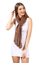 Pashtush Women's Woolen Floral Scarf, Colour Brown Espresso, Free Size