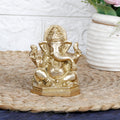 Svarup Brass Ganesh Bhagwan Idol Ganesha Statue Ganpati Murti for Home Entrance Decor Diwali Gift Height 3.75 Inch Gold