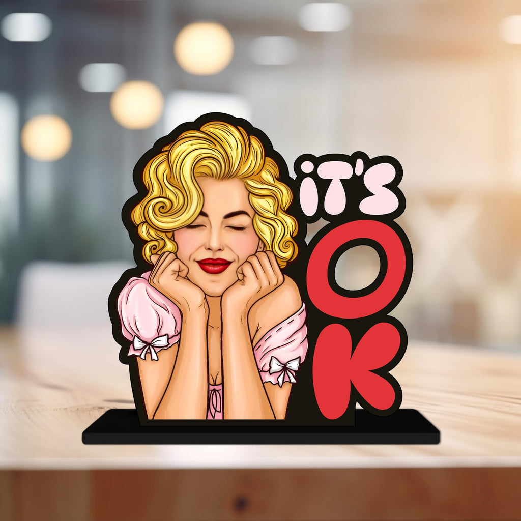 Artvibes it's OK Inspirational Quotes Table Decor for Office Desk | Home Decoration Items | Living Room | Modern Art Wooden Showpiece Decorative Gift item (SP_1186)