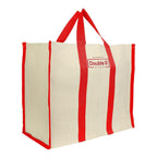 DOUBLE R BAGS Women’s Eco-Friendly Cotton Canvas Shopper Tote Bag | Big Reusable Jhola Bag for Grocery, Milk, Fruits & Vegetables with Reinforced Handles | 43x21x35 cm, 1 Compartment (Red, Pack of 1)